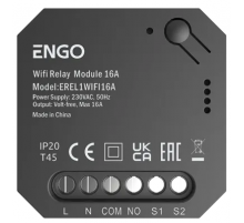 Реле управления Engo Wi-fi, 1x16A, выход NO-COM EREL-16WIFI