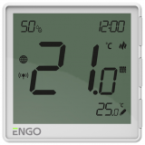 Терморегулятор беспроводной Engo аккумуляторный, с модулем Zigbee, со встроенным датчиком влажности и выносным теплого пола, белый EONE-BATW