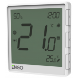 Терморегулятор беспроводной Engo аккумуляторный, с модулем Zigbee, со встроенным датчиком влажности и выносным теплого пола, белый EONE-BATW