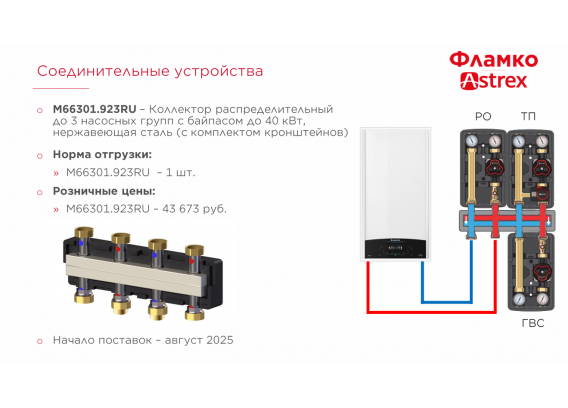 Распределительный коллектор Flamco Meibes серии Astrex Top S на 4 отопительных контура M66301.923RU