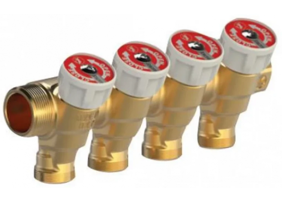 Распределительный коллектор для отопления и водоснабжения Giacomini на 2 контура 3/4" ВР x 1/2" НР R585CY072