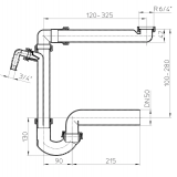 Сифон для расположения под мойкой плоский, трубный, с отводом DN50 HL126/50