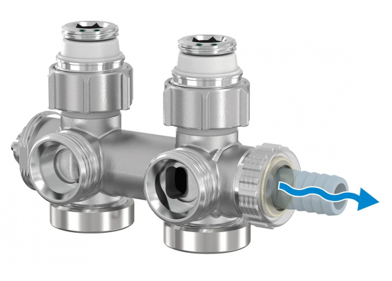 Комплект для нижнего подключения радиатора Meibes Simplex Design 1/2" НР х 3/4" EK, хром F12161
