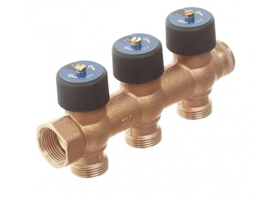 Коллектор регулирующий для воды Oventrop Multidis R 3/4" на 3 контура, евроконус 4200553