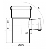 Тройник канализационный бесшумный Poloplast POLO-KAL NG DN 90/50 (87,5°) P2830