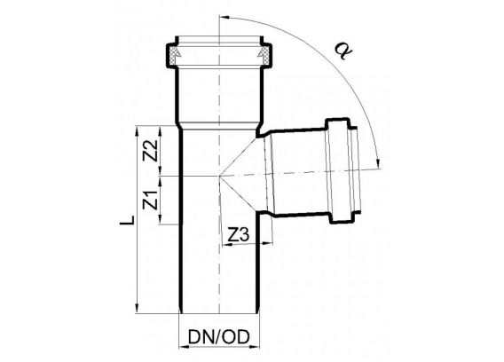 Тройник канализационный бесшумный Poloplast POLO-KAL NG DN 90/90 (87,5°) P2248