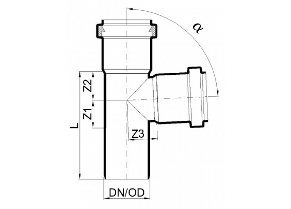 Тройник канализационный бесшумный Poloplast POLO-KAL NG DN 75/75 (87,5°) P2223
