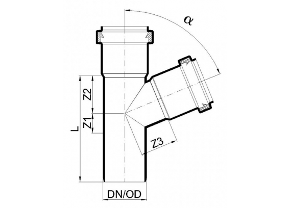 Тройник канализационный бесшумный Poloplast POLO-KAL NG DN 110/110 (67,5°) P2231