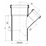 Тройник канализационный бесшумный Poloplast POLO-KAL NG DN 90/75 (45°) P2834