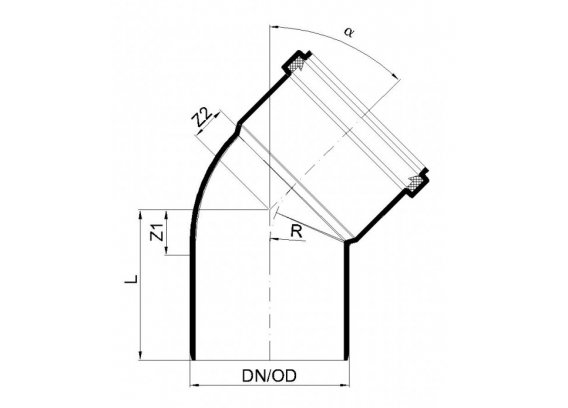 Отвод канализационный бесшумный Poloplast POLO-KAL NG DN 110 (45°) P2142