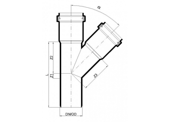 Тройник канализационный бесшумный Poloplast POLO-KAL NG DN 75/75 (45°) P2221