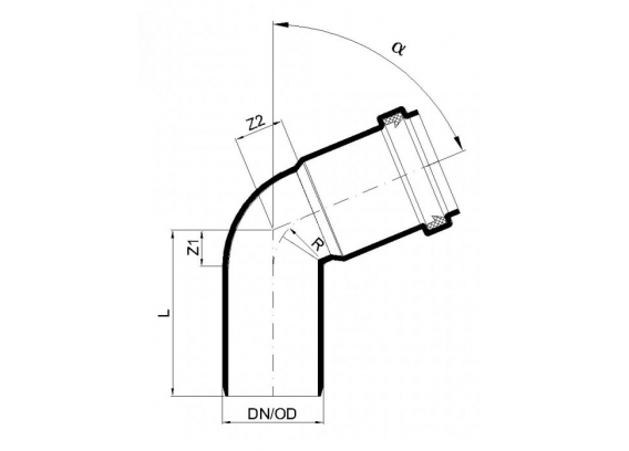 Отвод канализационный бесшумный Poloplast POLO-KAL NG DN 50 (67,5°) P2123