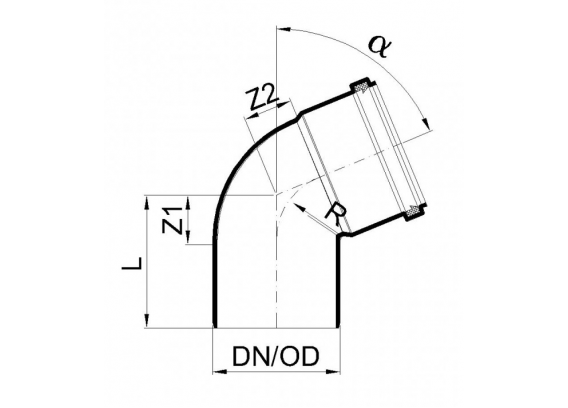Отвод канализационный бесшумный Poloplast POLO-KAL NG DN 110 (67,5°) P2143