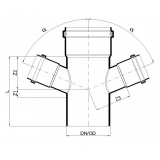 Крестовина канализационная бесшумная Poloplast POLO-KAL NG DN 90 x 90 x 90 (67,5°) P2846