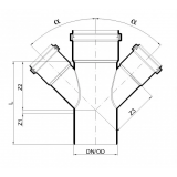 Крестовина канализационная бесшумная Poloplast POLO-KAL NG DN 75 x 75 x 75 (45°) P2396