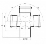 Крестовина канализационная бесшумная поворотная Poloplast POLO-KAL NG DN 110 x 110 x 110 (87,5°) P2296