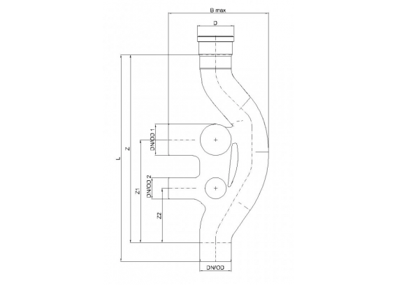 Крестовина канализационная бесшумная разветвленная Poloplast POLO-KAL NG DN 110 x 110 x 75 (87,5°) P3640