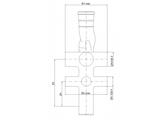 Крестовина канализационная бесшумная разветвленная Poloplast POLO-KAL NG DN 110 x 110 x 75 (87,5°) P3640