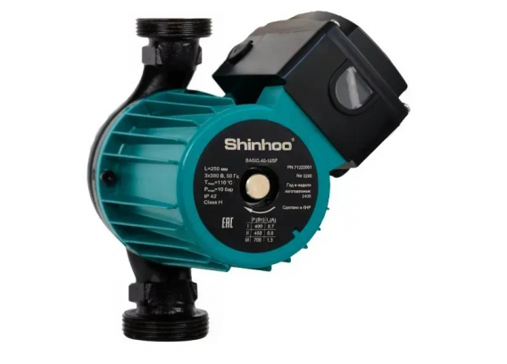 Насос циркуляционный SHINHOO BASIC PRO для отопления и ГВС, из чугуна, 32-12S N 180 (1x230V) 71241003