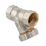 Фильтр грубой очистки Valtec косой, с заглушкой, из никелированной латуни 1/2" VT.193.N.04