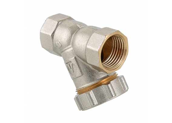Фильтр грубой очистки Valtec косой, с заглушкой, из никелированной латуни 1/2" VT.193.N.04
