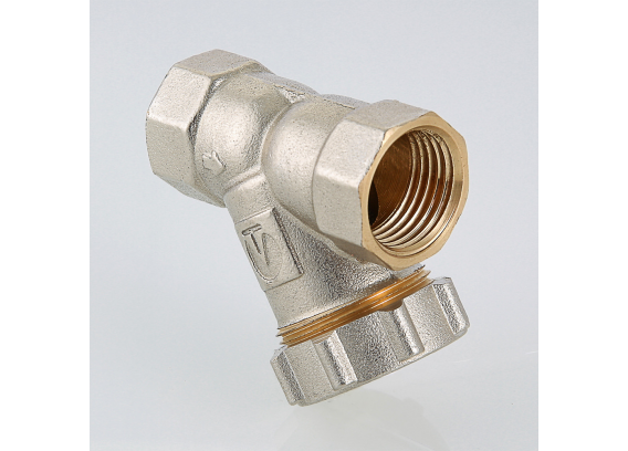 Фильтр грубой очистки Valtec косой, с заглушкой, из никелированной латуни 1/2" VT.193.N.04