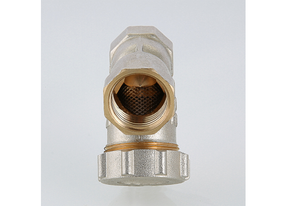 Фильтр грубой очистки Valtec косой, с заглушкой, из никелированной латуни 1/2" VT.193.N.04