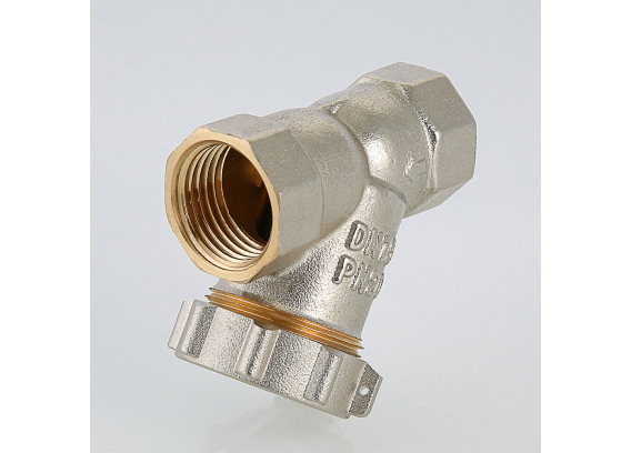 Фильтр грубой очистки Valtec косой, с заглушкой, из никелированной латуни 1/2" VT.193.N.04