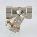 Фильтр грубой очистки Valtec косой, с заглушкой, из никелированной латуни 1/2" VT.193.N.04