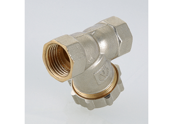 Фильтр грубой очистки Valtec косой, с заглушкой, из никелированной латуни 1/2" VT.193.N.04