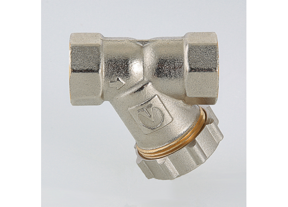 Фильтр грубой очистки Valtec косой, с заглушкой, из никелированной латуни 1/2" VT.193.N.04