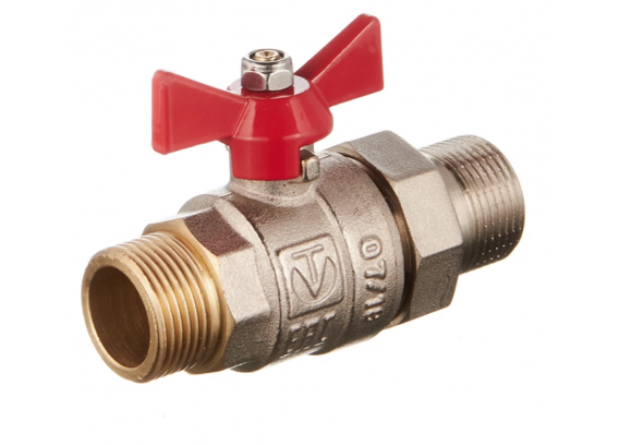 Кран шаровой латунный Valtec Base 3/4 НР х 3/4 НР ручка бабочка, с полусгоном (VT.226.N.05)
