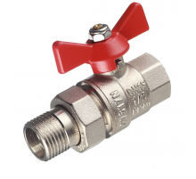 Кран шаровой латунный Valtec Base 1/2 ВР х 1/2 НР ручка бабочка, с полусгоном (VT.227.N.04)