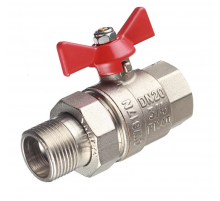 Кран шаровой латунный Valtec Base 3/4 ВР х 3/4 НР ручка бабочка, с полусгоном (VT.227.N.05)