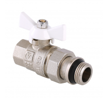 Кран шаровой латунный Valtec Base 1/2 ВР х 1/2 НР бабочка белая с доп. упл. (VT.227.NRW.04)