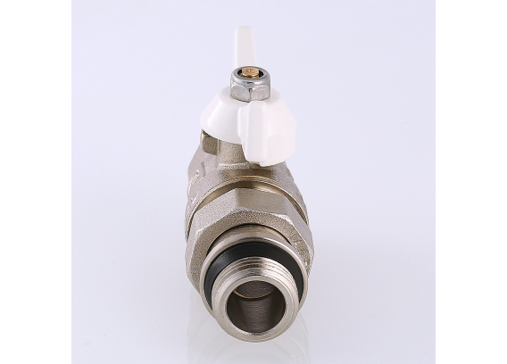 Кран шаровой латунный Valtec Base 1/2 ВР х 1/2 НР бабочка белая с доп. упл. (VT.227.NRW.04)