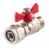 Кран шаровой латунный Valtec 16 х 1/2 НР обжим. для металлопластика бабочка (VT.341.N.1604)