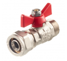 Кран шаровой латунный Valtec 16 х 1/2 НР обжим. для металлопластика бабочка (VT.341.N.1604)