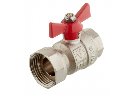 Кран шаровой латунный Valtec 3/4 х 1 ВР ручка бабочка, с накидной гайкой (VT.241.N.0506)