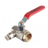 Кран шаровой латунный Valtec Base 3/4 х 3/4 ВР ручка рычаг, с дренажом (VT.245.N.05)