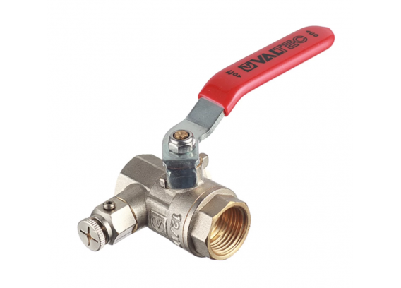 Кран шаровой латунный Valtec Base 3/4 х 3/4 ВР ручка рычаг, с дренажом (VT.245.N.05)