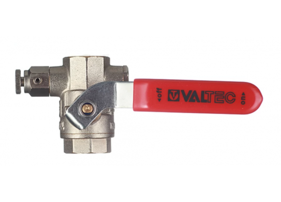 Кран шаровой латунный Valtec Base 3/4 х 3/4 ВР ручка рычаг, с дренажом (VT.245.N.05)