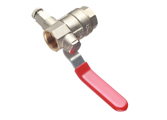 Кран шаровой латунный Valtec Base 3/4 х 3/4 ВР ручка рычаг, с дренажом (VT.245.N.05)