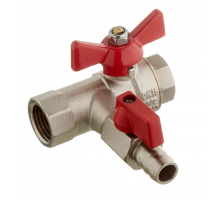 Кран шаровой латунный Valtec 1/2 х 1/2 ВР ручка бабочка, с обратным клапаном (VT.248.N.04)