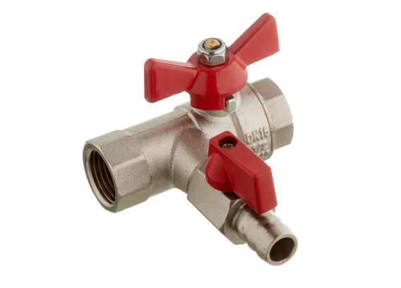 Кран шаровой латунный Valtec 1/2 х 1/2 ВР ручка бабочка, с обратным клапаном (VT.248.N.04)