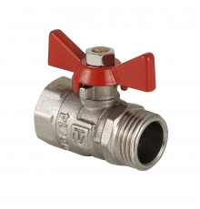 Кран шаровой латунный Valtec Compact 3/4 ВР x 3/4 НР ручка бабочка VT.093.N.05
