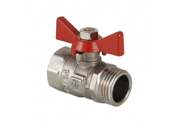 Кран шаровой латунный Valtec Compact 3/4 ВР x 3/4 НР ручка бабочка VT.093.N.05