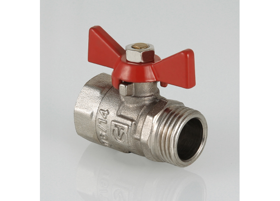 Кран шаровой латунный Valtec Compact 3/4 ВР x 3/4 НР ручка бабочка VT.093.N.05