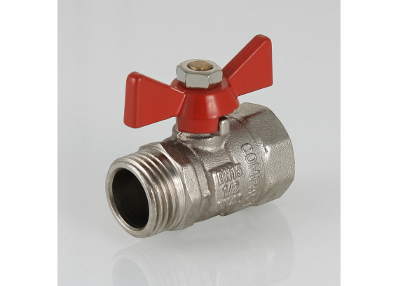 Кран шаровой латунный Valtec Compact 3/4 ВР x 3/4 НР ручка бабочка VT.093.N.05