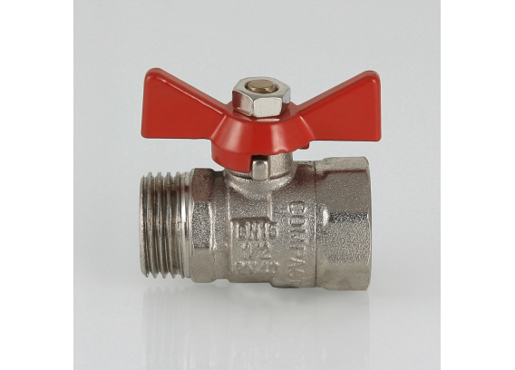 Кран шаровой латунный Valtec Compact 3/4 ВР x 3/4 НР ручка бабочка VT.093.N.05